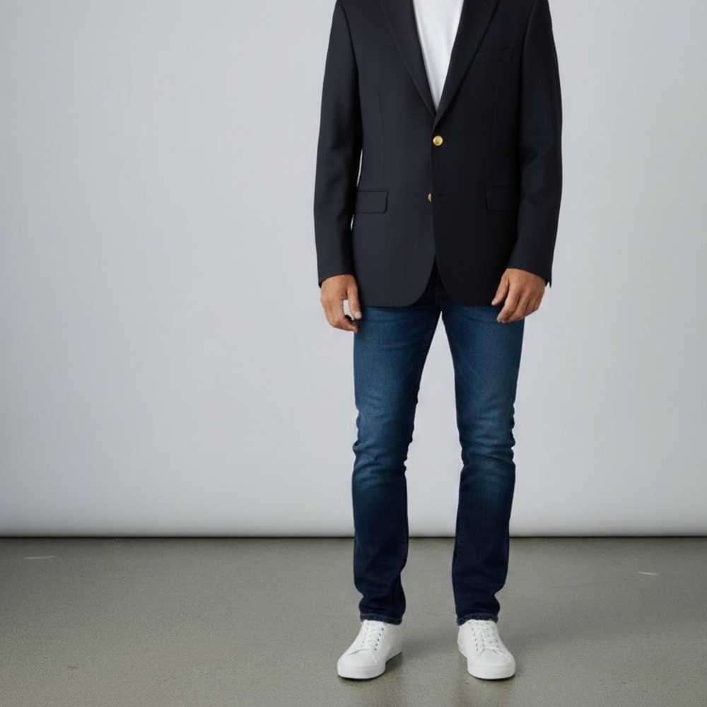Stylish Navy Blazer with Gold Buttons